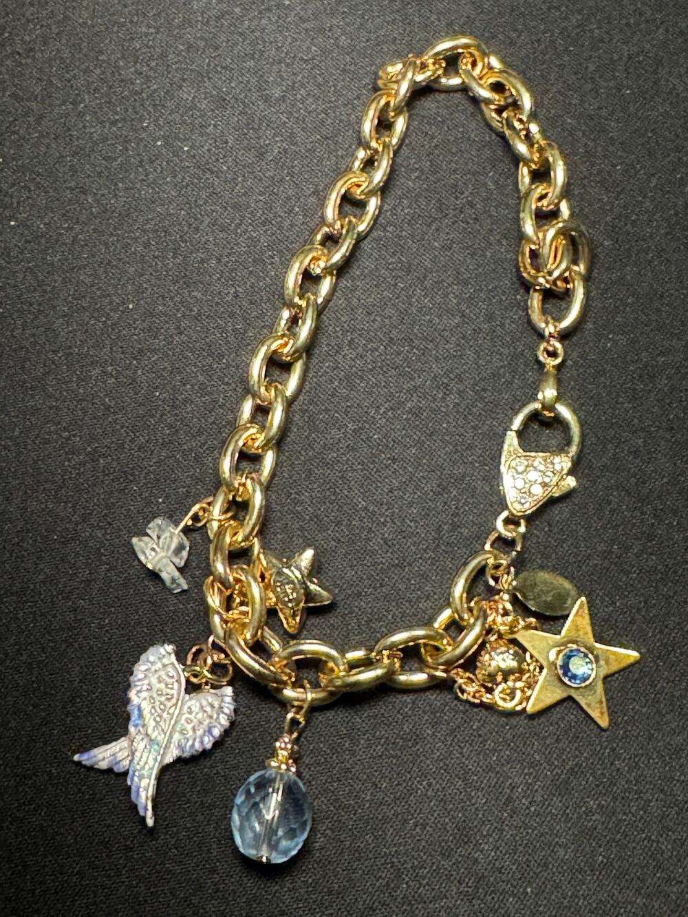 Vintage Kirks Folly Charm Bracelet Gold Tone 8.5in